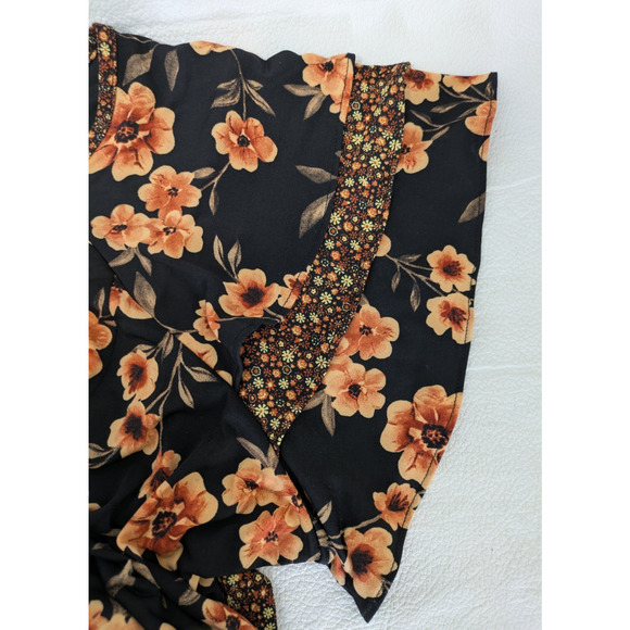 Perceptions Womens Dress Black Floral 1X Short Sleeve Belted - Picture 8 of 9